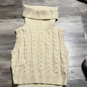 Cider Cream Cable Knit Turtleneck Sweater Vest